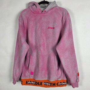 Heron Preston Handle With Care Pink Wash Mens Small Long Sleeve Pullover Hoodie